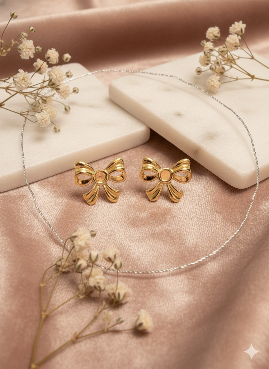 Classic Bow Stud Earrings – Anti-Tarnish