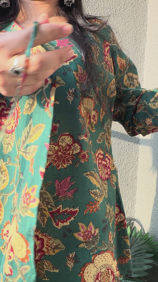 Meera Green Angrakha Short Kurti